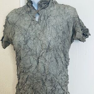 Vintage 1993 Spring Issey Miyake Gray Mandarin Collar Blouse S